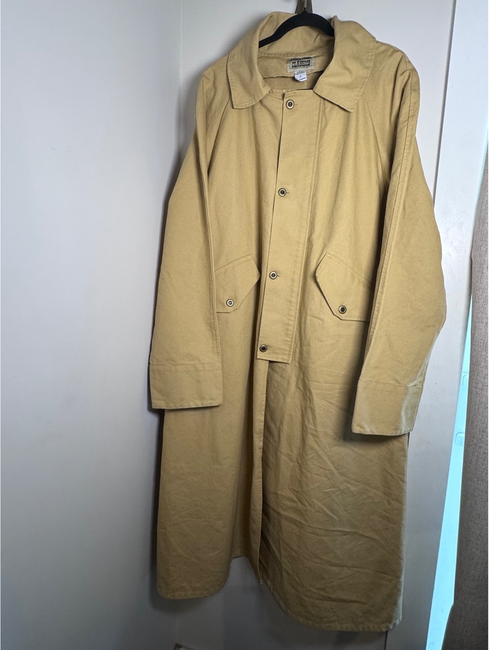 Vintage Frontier Classics Mens L Tan Canvas Western Duster Coat Cowboy Ranch NWT